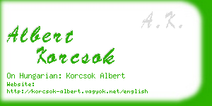 albert korcsok business card